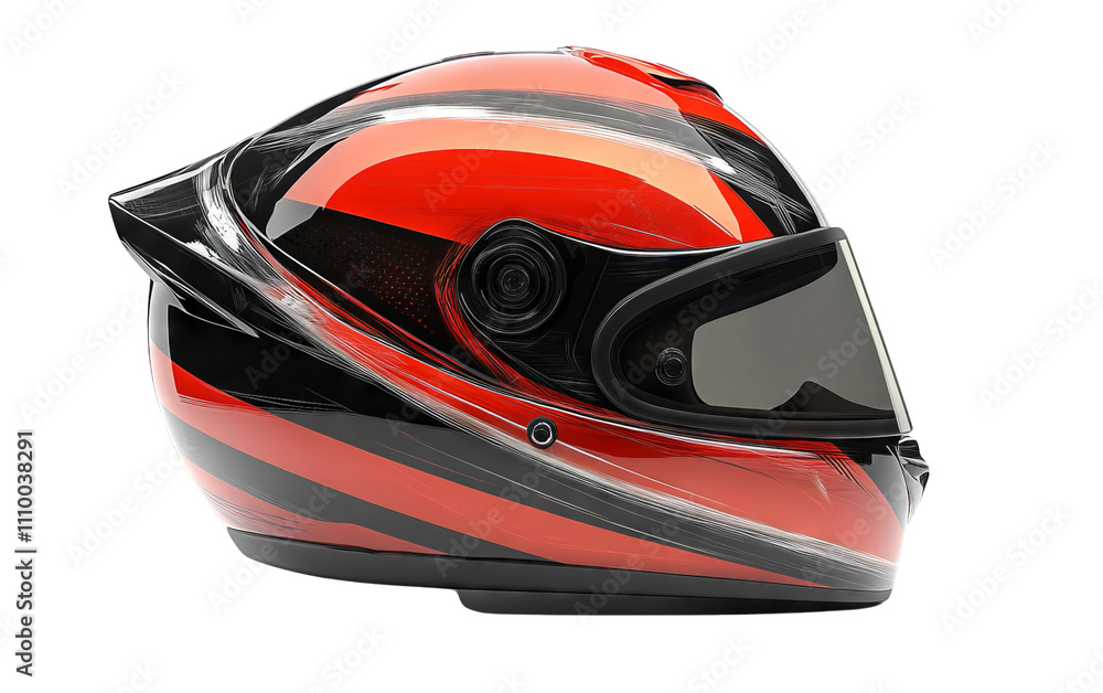 Fototapeta premium Red and Black Racing Helmet on Transparent Background