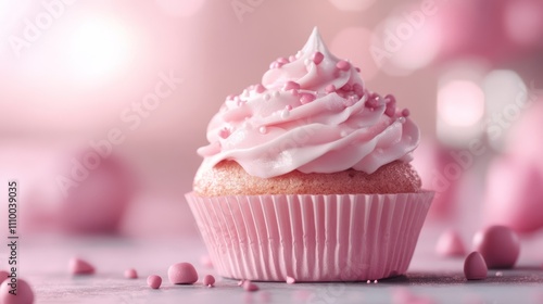 Pink Cupcake with Sprinkles