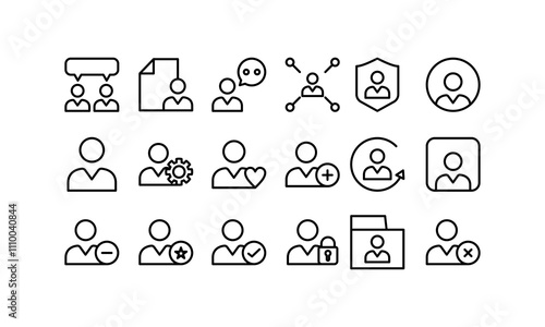 Twentyfour line drawings of people in various settings and actions suitable for illustrations, presentations, websites, and educational materials.