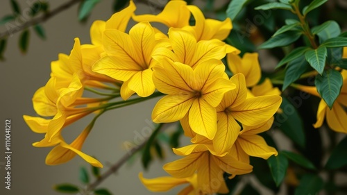 Wallpaper Mural A vibrant bouquet of yellow flowers with delicate veins and soft petals, their sunny hues illuminating the surrounding foliage. Torontodigital.ca