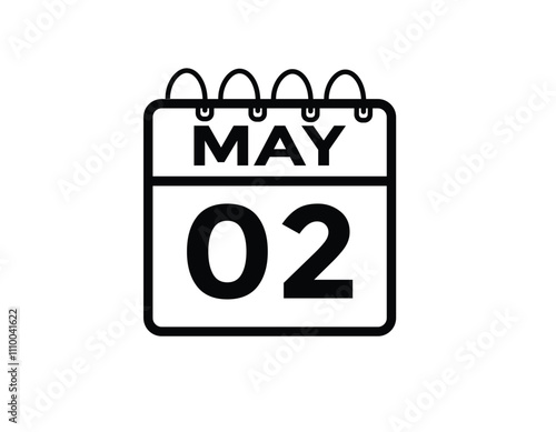  May 2 calendar icon Date Month calendar icon vector illustration