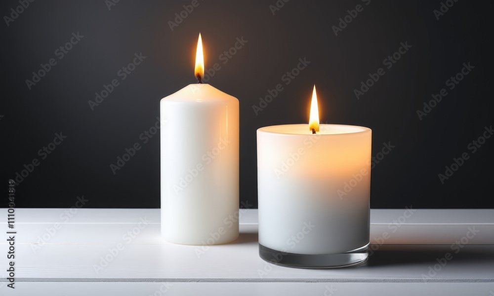 Two candles illuminating a dark room: serenity and warmth in minimalist design Two candles illuminating a dark room: serenity and warmth in minimalist design