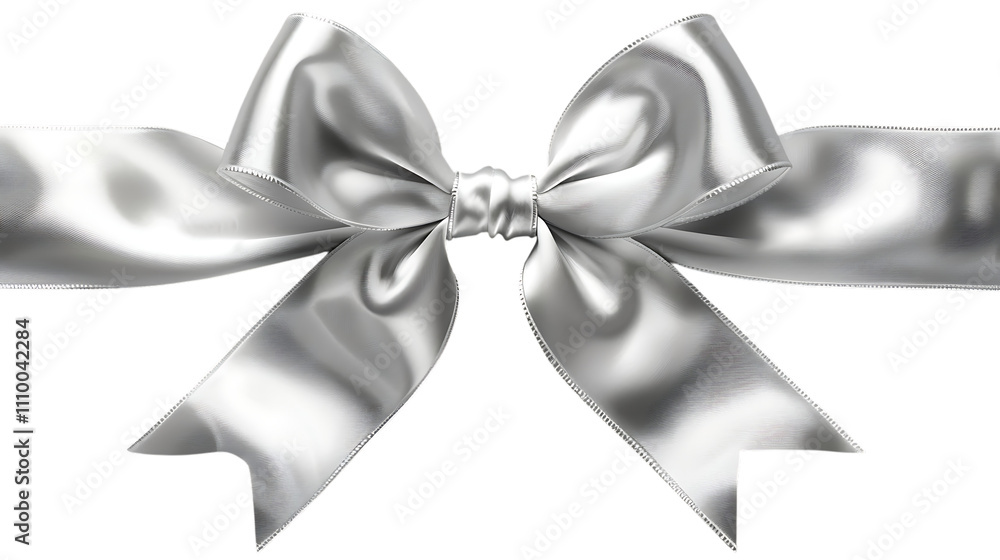 Silver ribbon with a bow on a transparent background. Silver ribbon with a bow on a transparent background.
