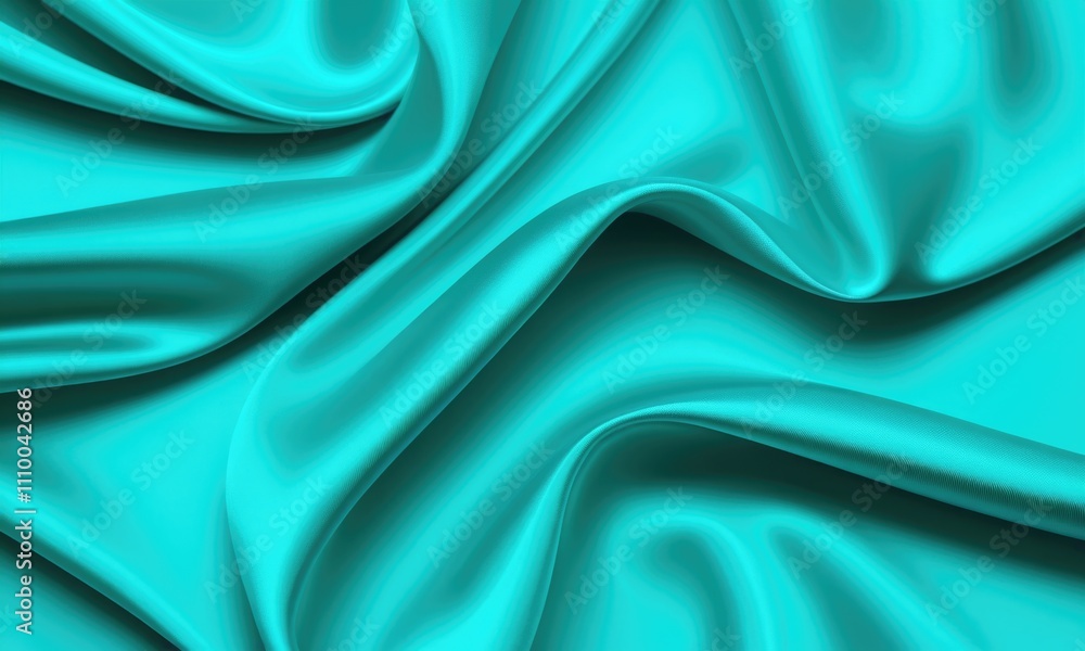 Obraz premium Vibrant turquoise satin waves: elegant fabric texture for design inspiration