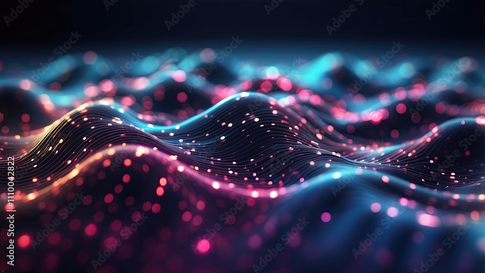 Digital wave background concept for technology.Gorgeous texture of motion-wavy dots with luminous defocused particles. background in technology or cyberspace Digital wave background concept for technology.Gorgeous texture of motion-wavy dots with luminous defocused particles. background in technology or cyberspace