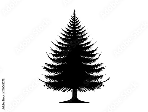 Eastern Hemlock tree silhouette vector illustration