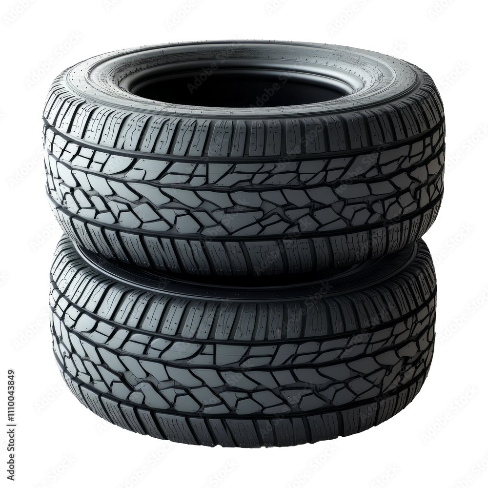 Obraz premium Stack of Two Black Car Tires on Transparent Background