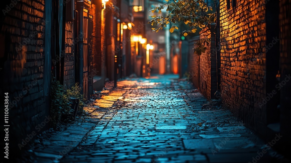 Fototapeta premium 37 Gritty alleyway with dramatic contrasts and urban tones, Urban Grunge Photography, cinematic appeal for editorial spreads