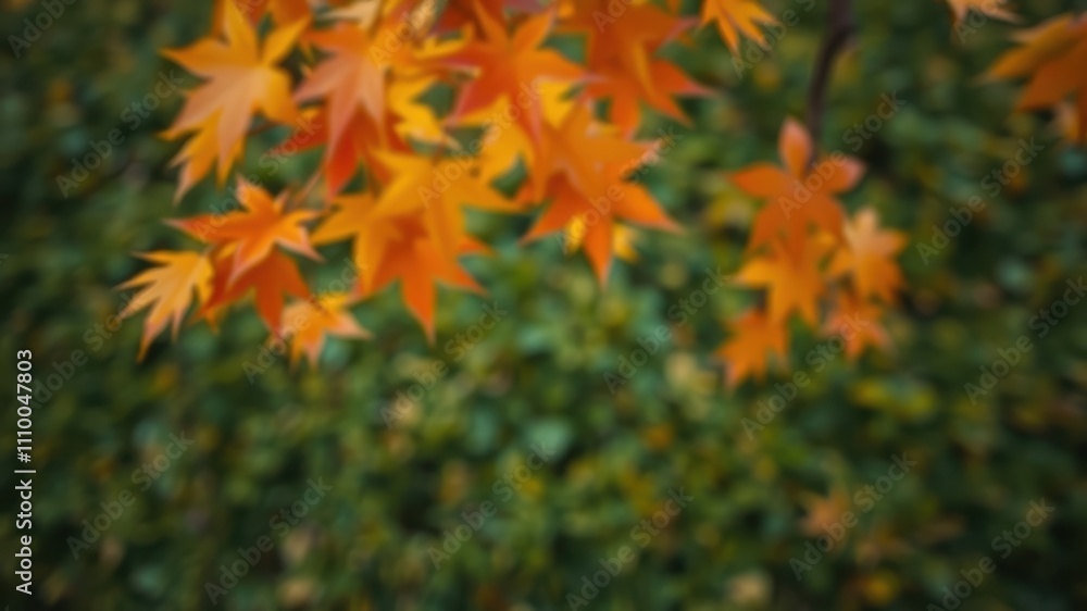 A Close-up of Golden Leaves Gently Blurred in Focus, Set Against a Background of Lush Green Foliage A Close-up of Golden Leaves Gently Blurred in Focus, Set Against a Background of Lush Green Foliage