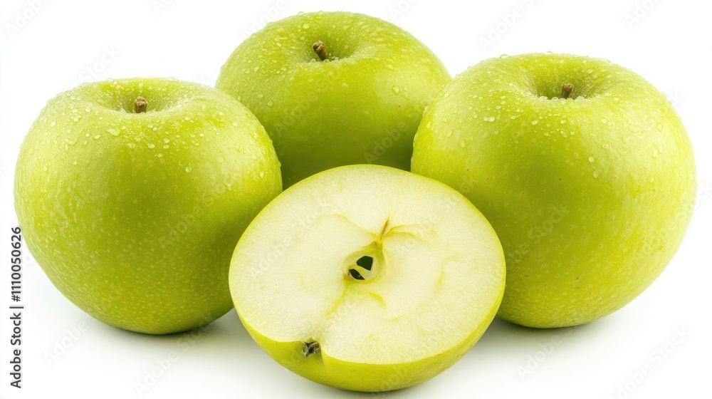 Apple image containing a few fresh green ones isolated over a white background Apple image containing a few fresh green ones isolated over a white background