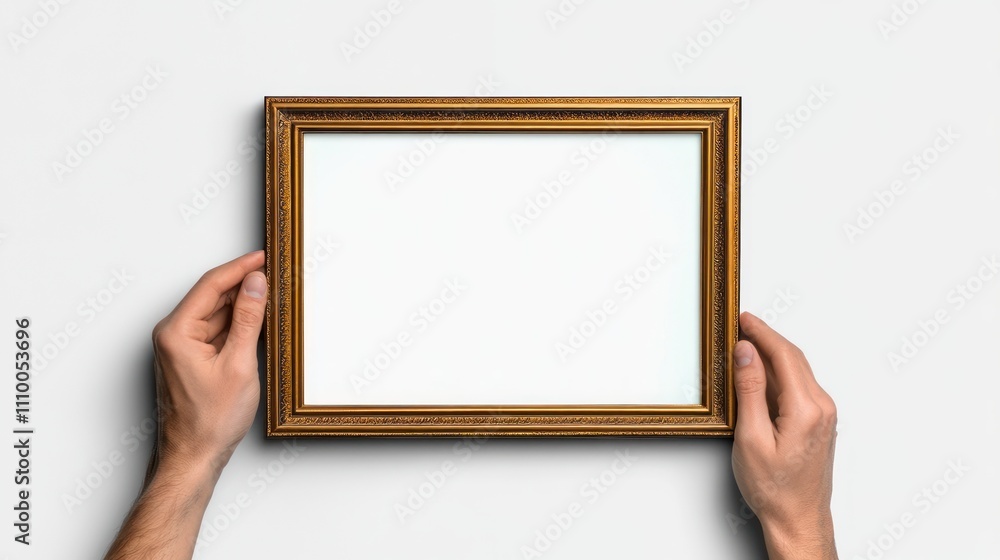 Graceful Gold Frame on White Background for Elegant Display Graceful Gold Frame on White Background for Elegant Display