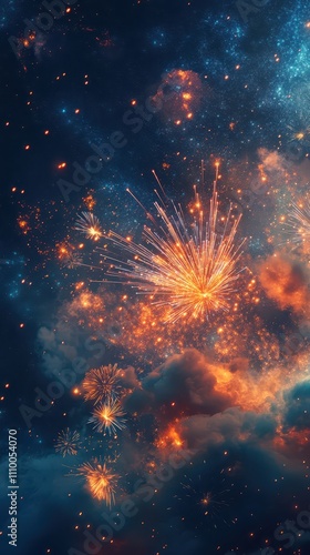 Wallpaper Mural Vibrant Fireworks Bursting in a Colorful Night Sky Display Torontodigital.ca
