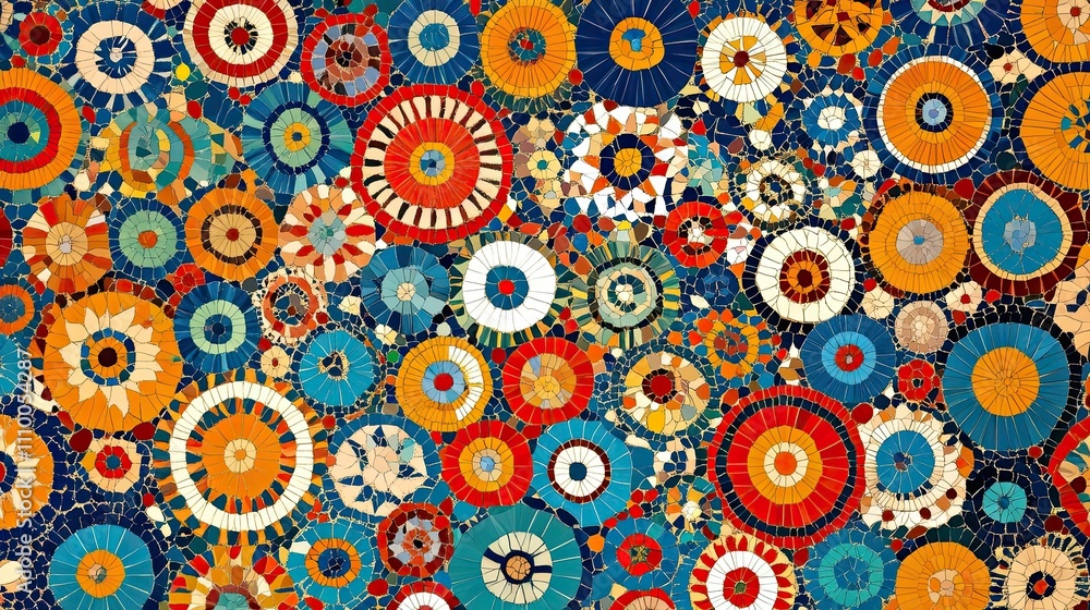 Colorful Mosaic Tile Circular Pattern Design
