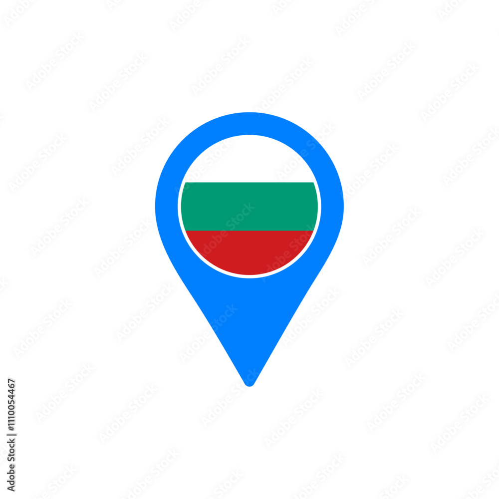 Bulgaria location pin vector with national flag design Bulgaria location pin vector with national flag design