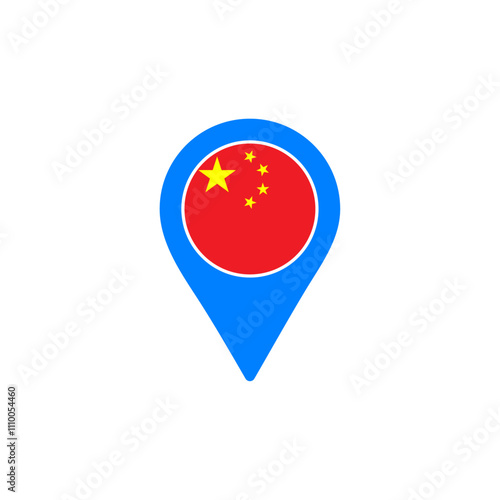 Free Download China location pin vector with national flag design - GFXLoad