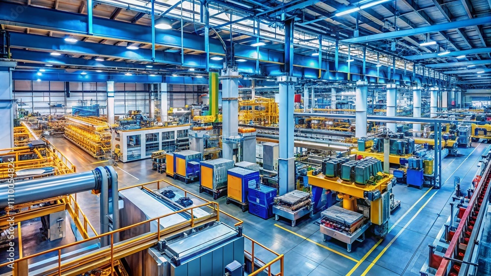 Aerial View Modern Manufacturing Plant Machinery Aerial View Modern Manufacturing Plant Machinery