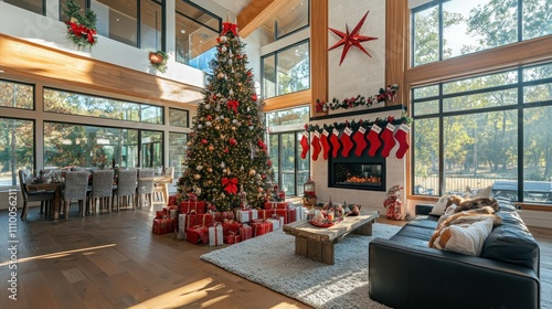 Wallpaper Mural Modern Open Plan Holiday Space with Christmas Decor Torontodigital.ca