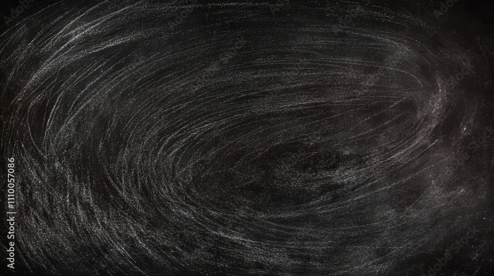 Naklejka premium Black Chalkboard Background with Texture for Design and Creative Work, Dark Background, Chalk Dust Smudge, School Board Copy Space, Blank Center, Education Concept, College Theme, Product Display,
