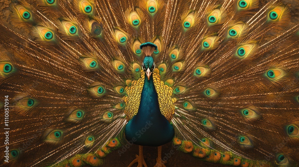 Obraz premium Peacock with Spread Feathers