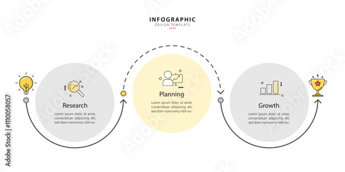 Business infographic template. 3 Step timeline journey. Process diagram, 3 options on white background, Infograph elements vector illustration.