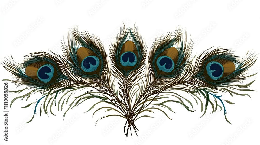Obraz premium Five Peacock Feathers Arranged In A Fan Shape