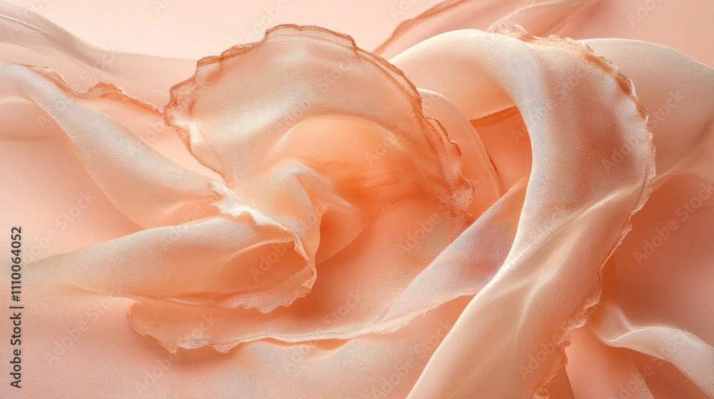Soft Peach Fabric Texture with Flowing Layers and Delicate Details Soft Peach Fabric Texture with Flowing Layers and Delicate Details