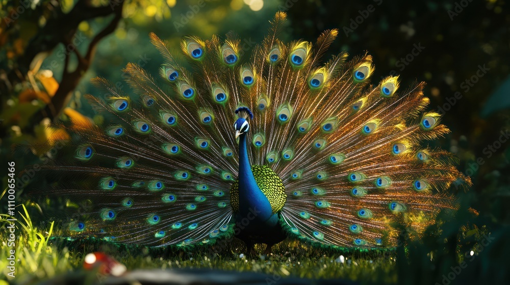 Obraz premium Peacock Displaying Its Feathers