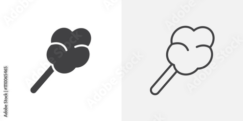 Cotton candy icon vector set. Black and white.