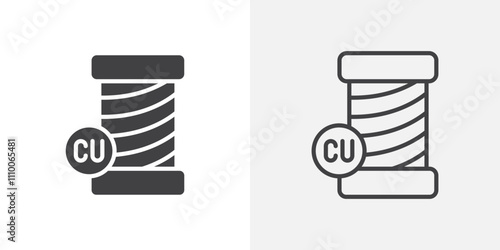 Copper icon vector set. Black and white.