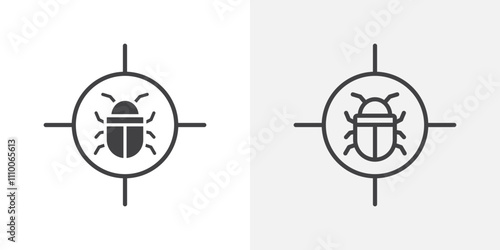 Debug icon vector set. Black and white.