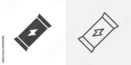 Energy bar icon vector set. Black and white.