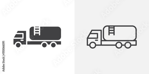 Fuel truck icon vector set. Black and white. photo