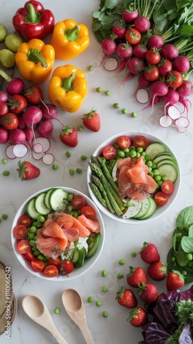 Colorful Fresh Vegetables and Fruits on Display