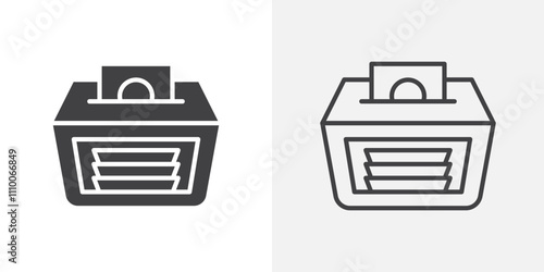 Money counting machine icon vector set. Black and white.