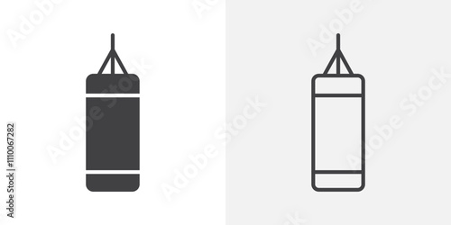 Punching bag icon vector set. Black and white. photo