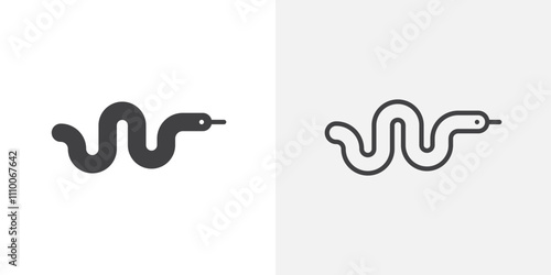 Snake icon vector set. Black and white.