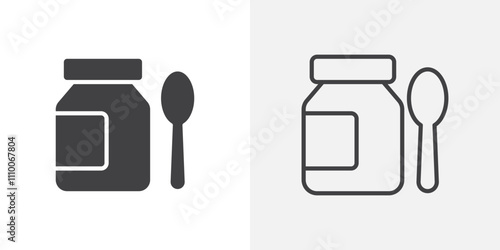 Syrup medicine bottle icon vector set. Black and white.