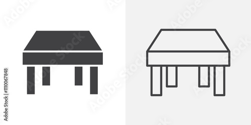 Table icon vector set. Black and white.