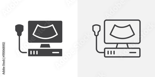 Ultrasonography icon vector set. Black and white.