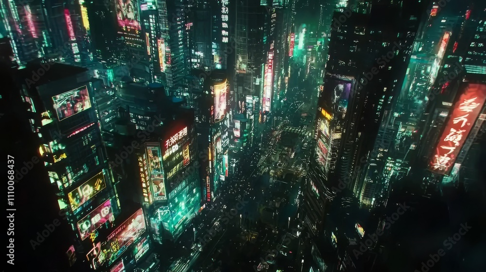 Cyberpunk Vision of a Neon Cityscape at Night