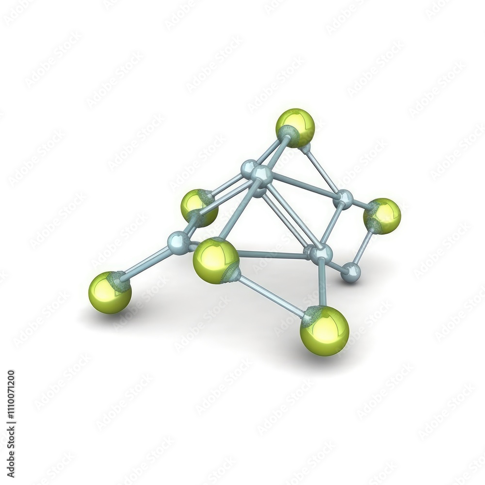 3D model of a molecule structure. 3D model of a molecule structure.