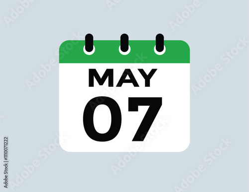  May 7 calendar icon Date Month calendar icon vector illustration
