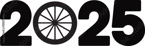 2025 new year icon on white background. Flat style. Vector illustration.