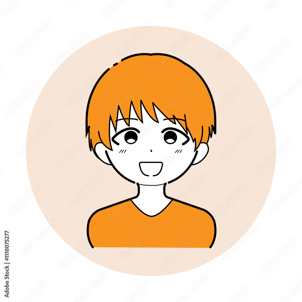 男性の正面のイラスト,オレンジ 男性の正面のイラスト,オレンジ