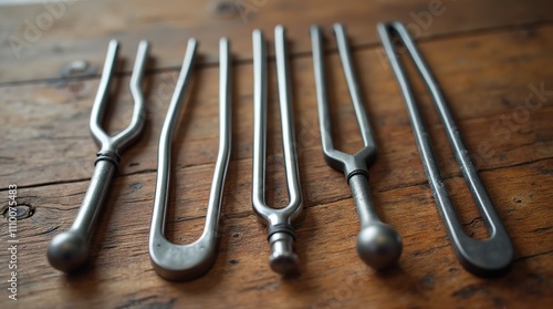 Variety of Metal Tuning Forks for Music and Sound Therapy photo