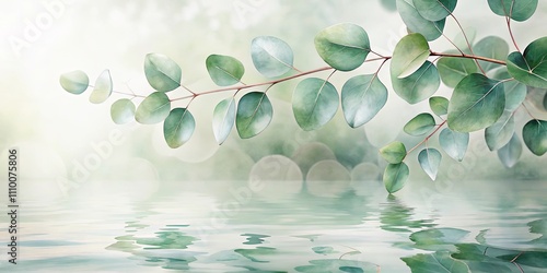 Serene Branch and Water Reflection A Calming Nature Image