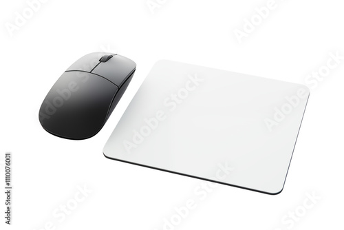 Computer mouse and mouse pad isolated on transparent background. Generative ai