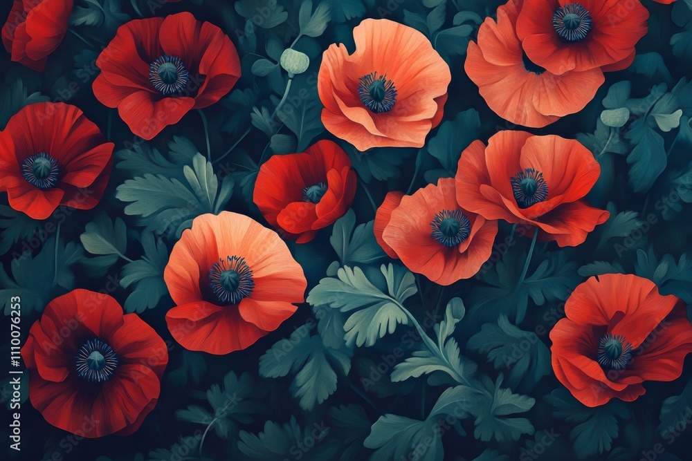 Vibrant red poppy flowers creating a beautiful natural background for various uses Vibrant red poppy flowers creating a beautiful natural background for various uses