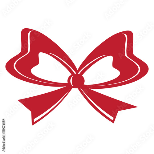 Red festive bow isolated on a white background