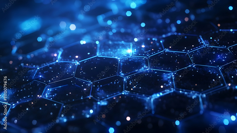 Abstract blue glowing hexagon network. Abstract blue glowing hexagon network.